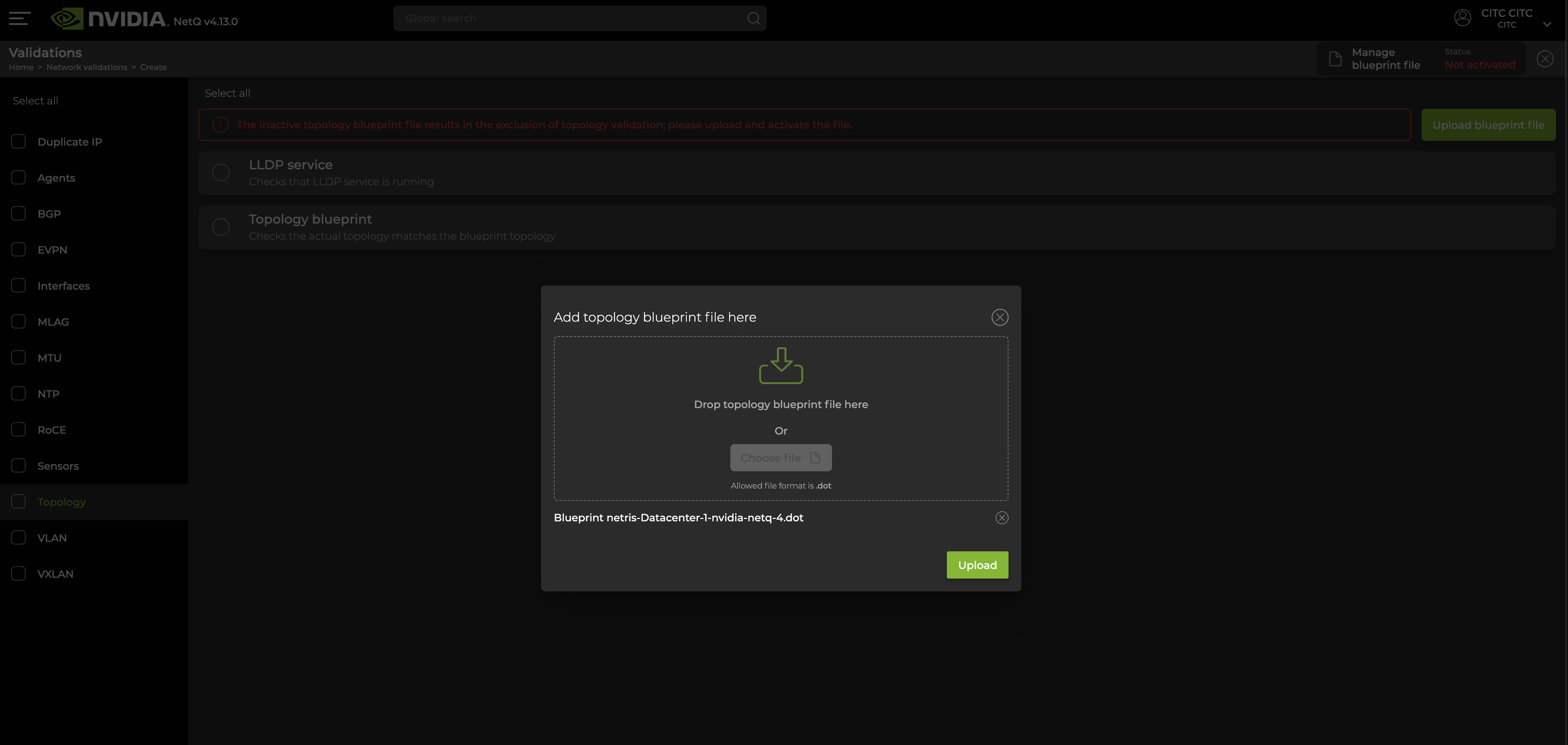 NetQ create validation step 2