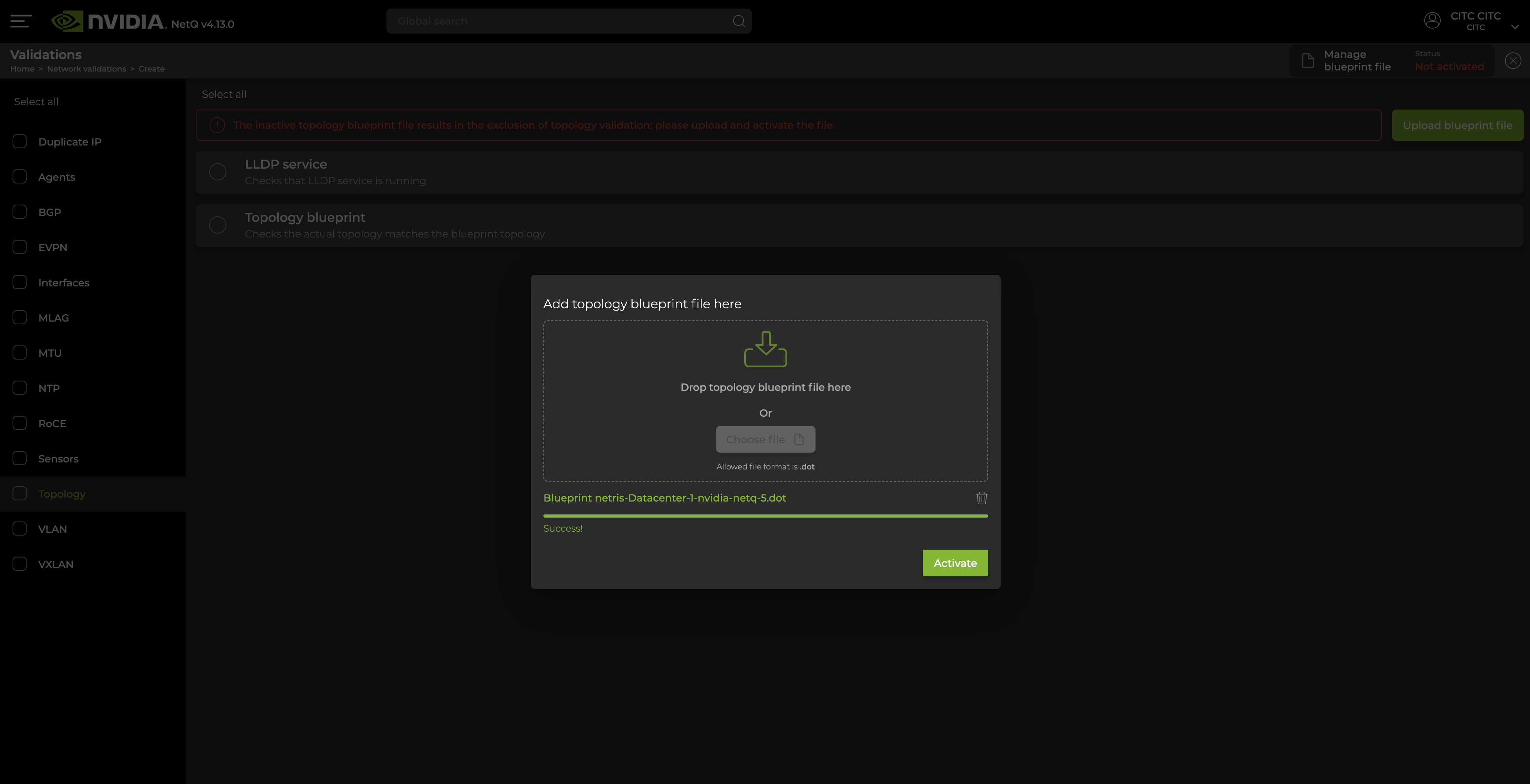 NetQ create validation step 3