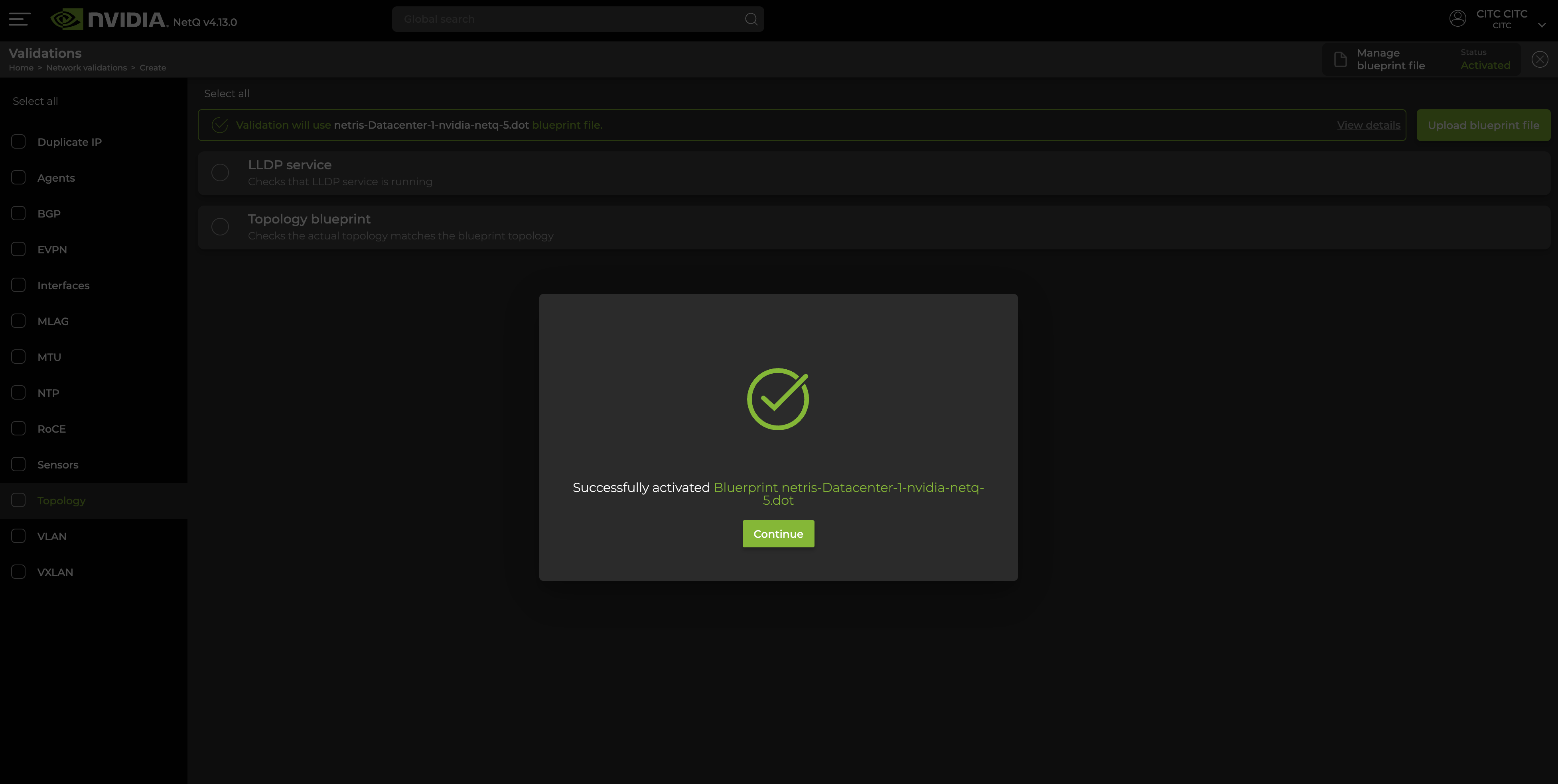 NetQ create validation step 4