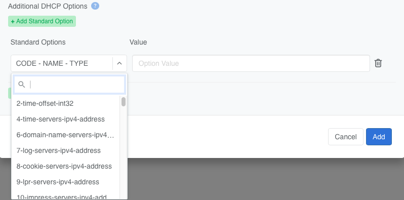 Standard DHCP Options