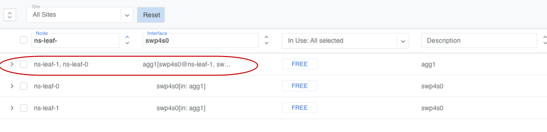 List of network interfaces with aggregation interface