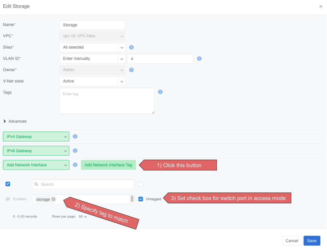 Add Network Interface Label dialog