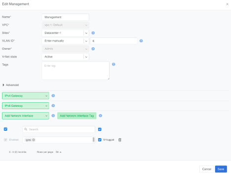 Create V-Net for IPMI label