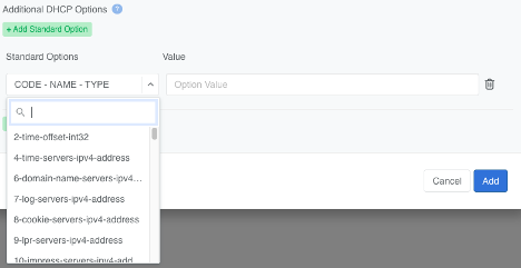 Standard DHCP Options