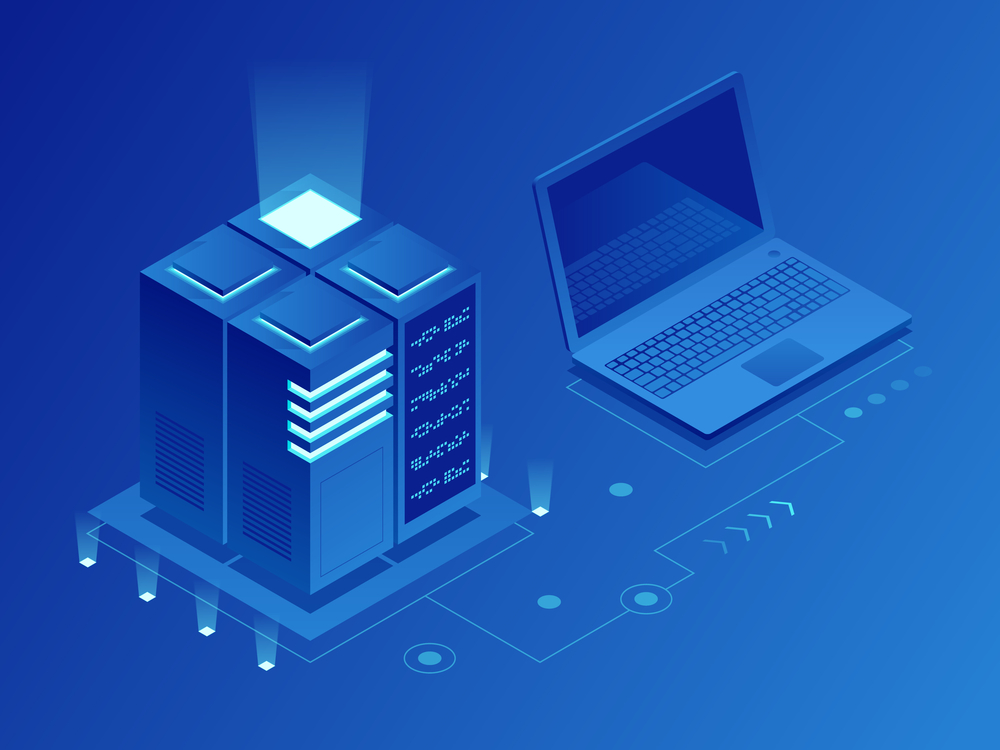 Cryptocurrency and Blockchain concept. Farm for mining bitcoins